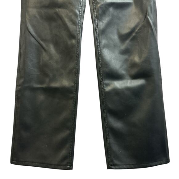 Zara Black Faux Leather High Waisted Pants Trousers USA 6 EUR 38 Pockets Goth - Picture 3 of 6